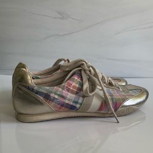 Plaid & Gold Sneakers